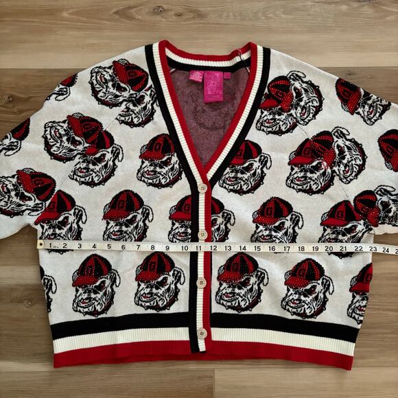 Queen of Sparkles Georgia Bulldogs Mascot Rhinestone Knit Cardigan S - Picture 6 of 11